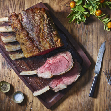 Cut prime rib and seasoning