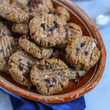 A plate full of thumbprint cookies