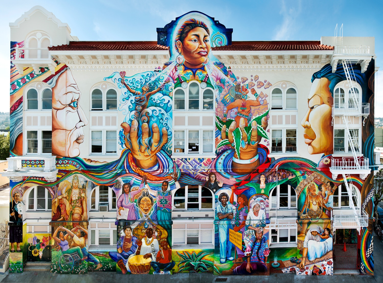 Front Facing View Of The Facade Of The Womens Building In The Mission Featuring Maestrapeace Mural