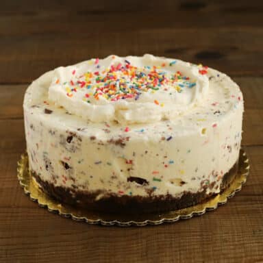 Birthday Cake Ice Cream Cake On A Wooden Surface