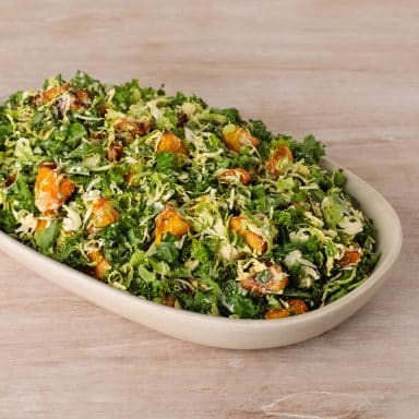 Brussels Sprouts, Squash & Kale Caesar Salad