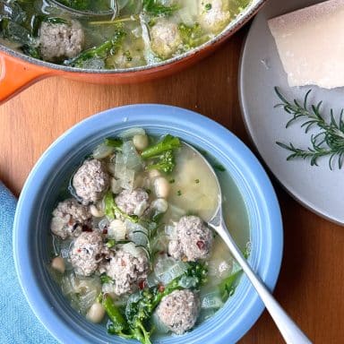 Mini Meatballs, Broccoli & Bean Soup